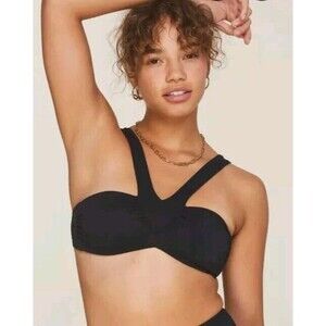 Andie x Demi Moore Monaco Swim Top Black Pull On Unpadded AT213 Size S NWT